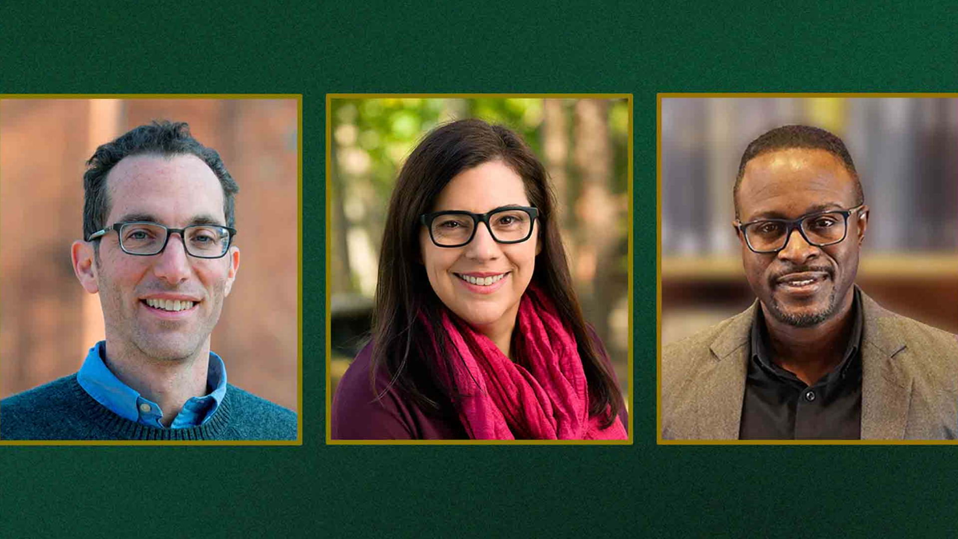 Collage of three global researchers